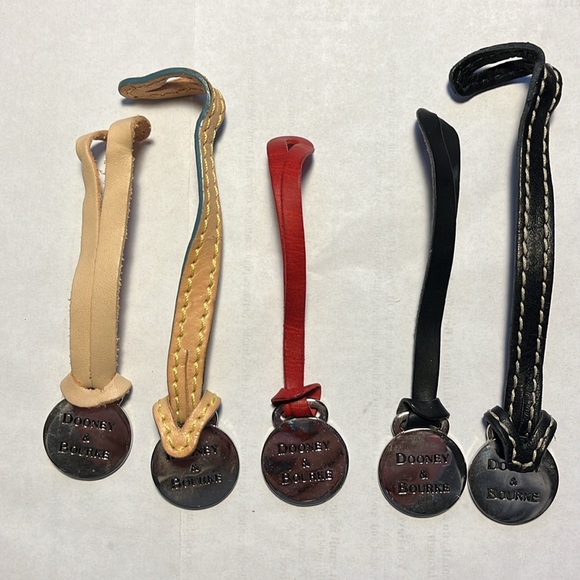 Dooney & Bourke 5 Silver Bag Charms On Leather Cords Blacks, Red, Naturals - Picture 2 of 3